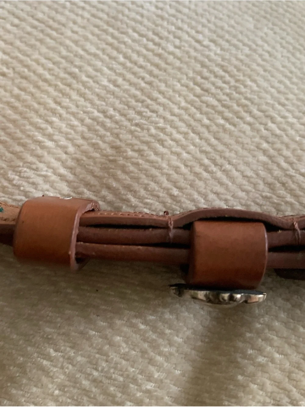 Olga Santini Womens Small Tan Brown Silver Tone Buckle Belt Western Boho Cowgirl